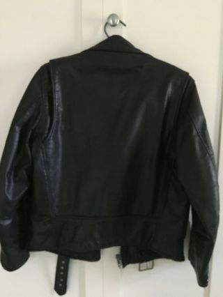 1970 ' s Vintage Black Motorcycle Leather Jacket Men ' s or Women ' s - size 6/8 5