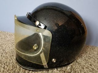 Vintage Norcon Full Face Black Silver Motorcycle Helmet Metal Flake Large/xl