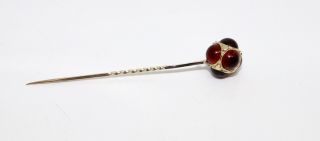 A Great Antique Victorian 9ct 375 Yellow Gold Garnet Cabochon Stick Pin 12553