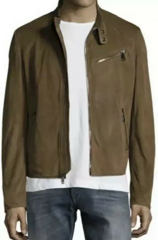 Polo Ralph Lauren Medium Leather Jacket Biker Rrl Suede Vtg Brown Gunner