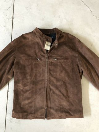 Polo Ralph Lauren Medium Leather Jacket Biker RRL Suede VTG Brown Gunner 4