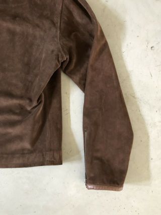 Polo Ralph Lauren Medium Leather Jacket Biker RRL Suede VTG Brown Gunner 9