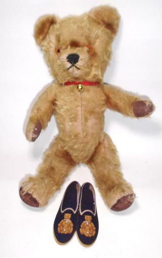 Vintage English Mohair Jointed Teddy Bear - Archie 14.  5in Chad Valley? Chiltern?