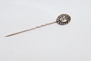 A Fine Antique Georgian Silver & Gold Black Dot Paste Cluster Stick Pin 12581