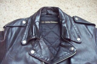 Vintage AMF Harley - Davidson Black Leather Motorcycle Jacket W.  Belt Size 36 ? 5