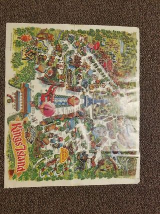 Vintage 1980 Kings Island Amusement Park Ohio Map Souvenir