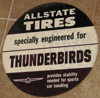 Vintage Allstate Thunderbird Tires Advertising Tire Insert Tin Sign Sports Car