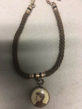 Victorian Mourning Hair Watch Chain Or Necklace With Locket
