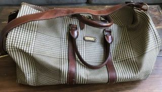 Vintage Polo Ralph Lauren Large 24” Duffle Bag Brown Houndstooth Luggage Travel