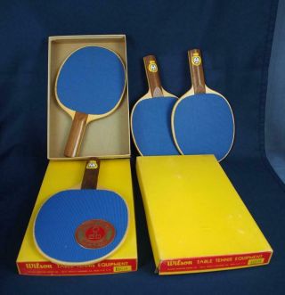 4 Nos Vintage Wilson Table Tennis Equipment Ping Pong Paddles 5 Ply