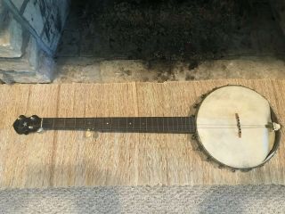 Vintage Early 5 String Open Back Banjo 20 Lug 10 Inch Head For Repair