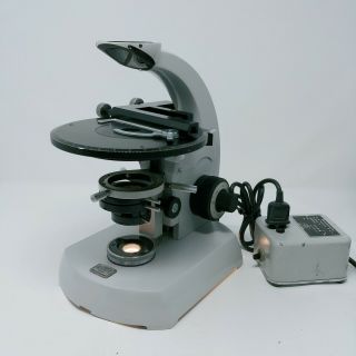 Zeiss Microscope Pol Stand With Rotating Stage And Power Supply Vintage