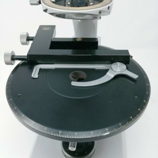 Zeiss Microscope Pol Stand with Rotating Stage and Power Supply Vintage 7