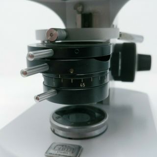 Zeiss Microscope Pol Stand with Rotating Stage and Power Supply Vintage 9