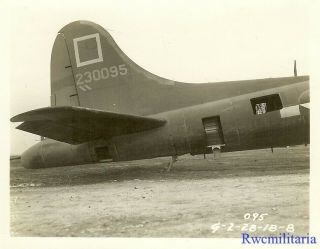 Org.  Photo: Tail Section Of 99th Bomb Group B - 17 Bomber (42 - 30095) ; 1944