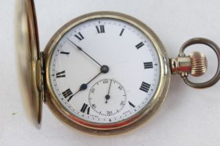 Vintage Gents Rolled Gold Full Hunter Pocket Watch Hand - Wind (113g)
