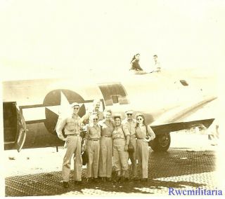 Org.  Photo: Female Us Wacs Posed W/ Airmen By B - 17 Bomber On Airfield