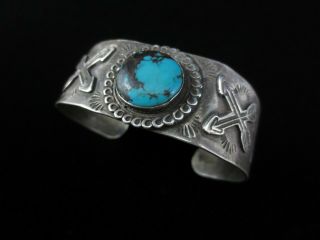 Antique Navajo Sterling Silver And Turquoise Bracelet - Thunderbirds