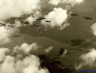 Org.  Photo: Aerial View 20th Pursuit Group P - 36 Fighter Planes In Formation 1940