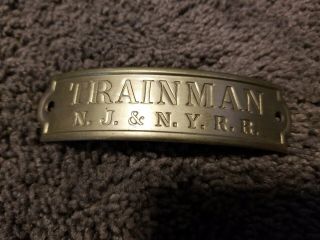 Vintage N.  J.  & N.  Y.  Railroad Jersey York Trainman Hat Badge Rare