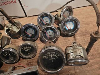 vintage engine gauges oil water amps rat rod hotrod instrument panel dash parts 3