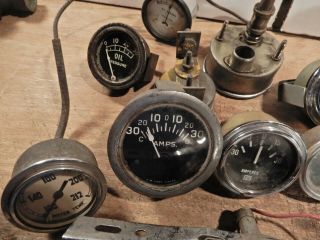 vintage engine gauges oil water amps rat rod hotrod instrument panel dash parts 4