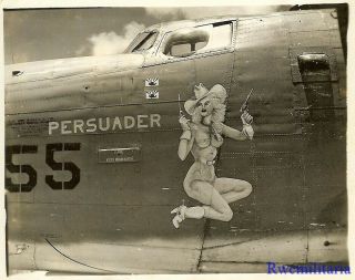 Org.  Nose Art Photo: Us Navy Pb4y Bomber " Persuader "
