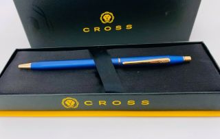 Cross Century Navy Blue Matte Finish B/p Pen 23kt Gold Trim Vintage W/box