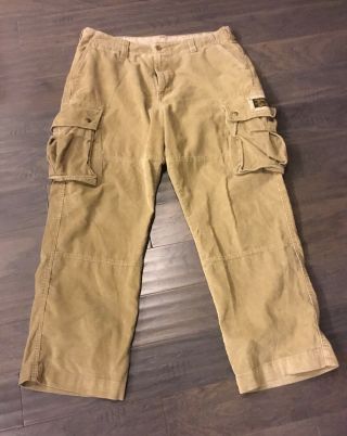 Polo Jeans Ralph Lauren Corduroy Cargo Pants Men’s Vintage 38” X 32” Military