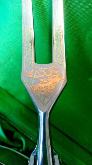 VINTAGE 4 pc SOLINGEN GERMANY WILDLIFE CARVING SET MEAT SHEARS KNIFE SHARPENER 6