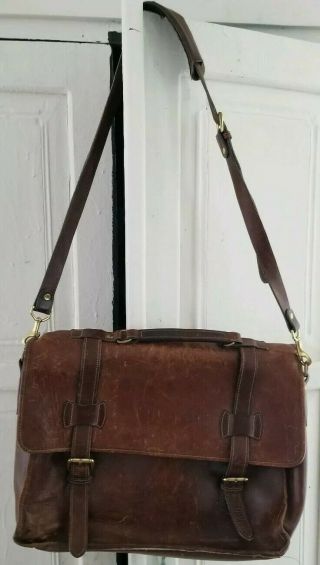 Vintage Orvis Saddle Leather Briefcase / Messenger Bag - Made In Usa