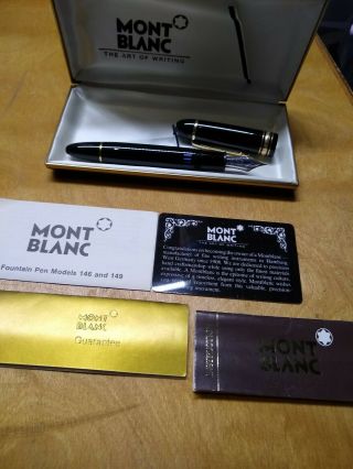 Vintage Montblanc Meisterstuck 149 Black & Gold Diplomat Fountain Pen 14k F Nib