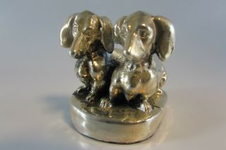 Estate Vintage Sterling Silver 925 Two Dachshund Dog Dogs