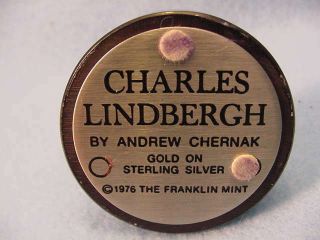 Vintage Franklin Charles Lindbergh Gold On Sterling Figure 1976 4