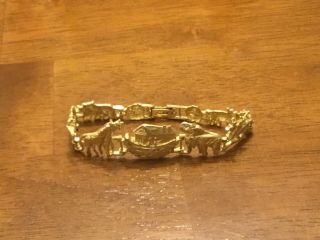10kt Vintage Noah’s Ark Yellow Gold Bracelet 7 1/4” Diamond Cut