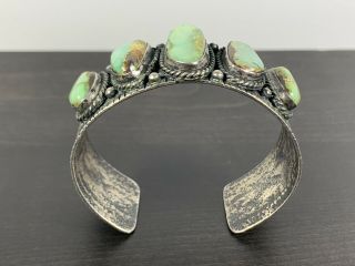 Vintage Navajo Native Signed TW Sterling Silver Turquoise Bracelet Cuff 57.  3 g 7