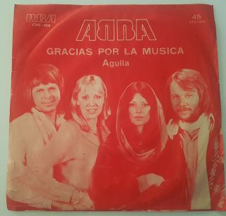 Abba Gracias Por La Musica / Aguila 7 " Ps Rare From Chile Promo Nm