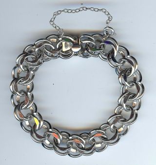 Quality Vintage Double Link Sterling Silver Starter 7 " Charm Bracelet