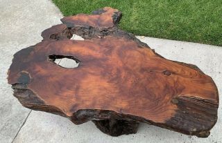 Vintage 4 feet ' Burl Wood Coffee Table,  - LIVE EDGE WOOD SLAB - RUSTIC CABIN 2