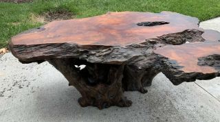 Vintage 4 feet ' Burl Wood Coffee Table,  - LIVE EDGE WOOD SLAB - RUSTIC CABIN 3