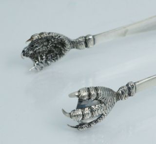 Early American Coin Silver Claw Ice Sugar Tong Fellows & Green Maine Sterling