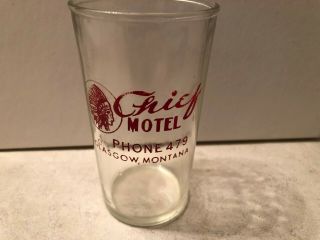 Rare Vintage Drinking Glass Chief Motel Phone 479 Glasgow Montana
