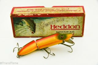 Vintage Heddon Dowagiac Jointed Vamp Lure In Down Bass Box Rainbow Et3