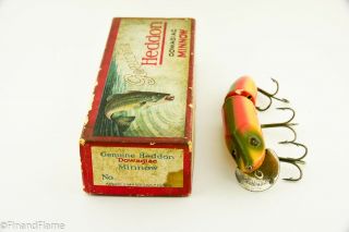 Vintage Heddon Dowagiac Jointed Vamp Lure in Down Bass Box Rainbow ET3 3