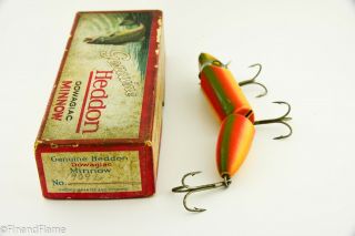 Vintage Heddon Dowagiac Jointed Vamp Lure in Down Bass Box Rainbow ET3 4