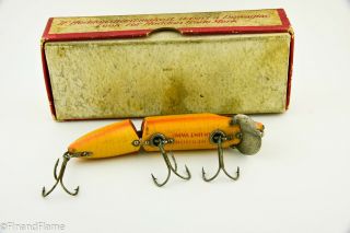 Vintage Heddon Dowagiac Jointed Vamp Lure in Down Bass Box Rainbow ET3 6