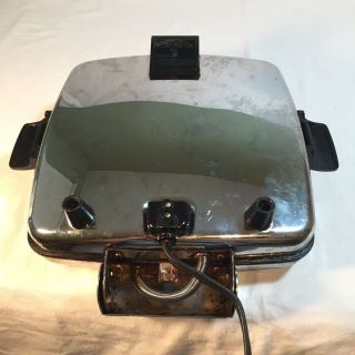 Chrome Sunbeam Waffle Maker Baker Model CG - 1 • Grill Plates •Working • Vintage 3