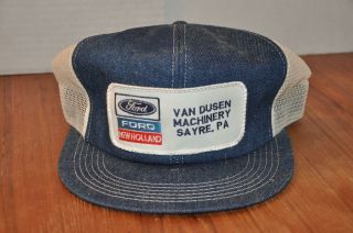 Vtg Ford Holland K - Brand Snapback Hat Trucker Cap Farming Ag Patch Mesh Usa