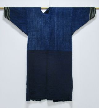 Japanese Cotton Antique Boro Kimono / Vintage Fine Indigo Blue Fabric /344
