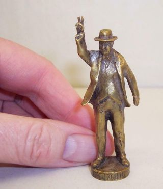 Rare Vintage Bronze Brass Winston Churchill Pipe Tamper - V For Victory Ww2